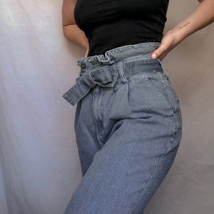 High-Waisted, Paper-bag Jeans